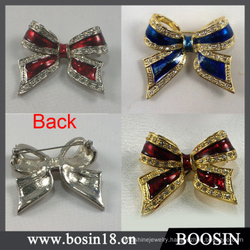 3 Colors Rhinestones Bow Brooch Wholesale